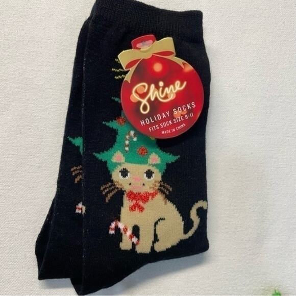 Fuzzy Holiday Socks Bundle of 4 Pairs | Cat & Striped Cozy Set NWT - Picture 3 of 7